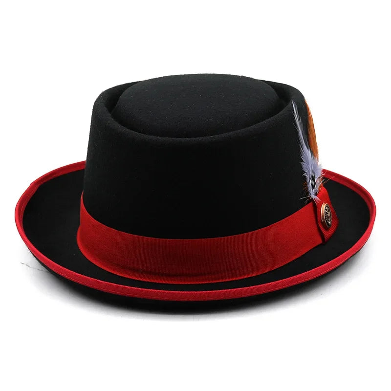 Pork Pie Hat Billycock Felt Small Brim Bowler Hat