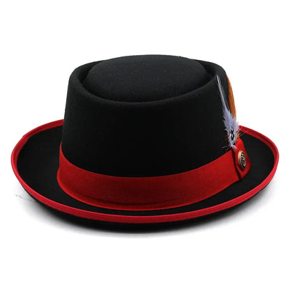 Pork Pie Hat Billycock Felt Small Brim Bowler Hat