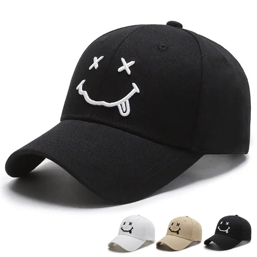 Men Women Smile Face Embroidery Baseball Caps Cotton Snapback hats