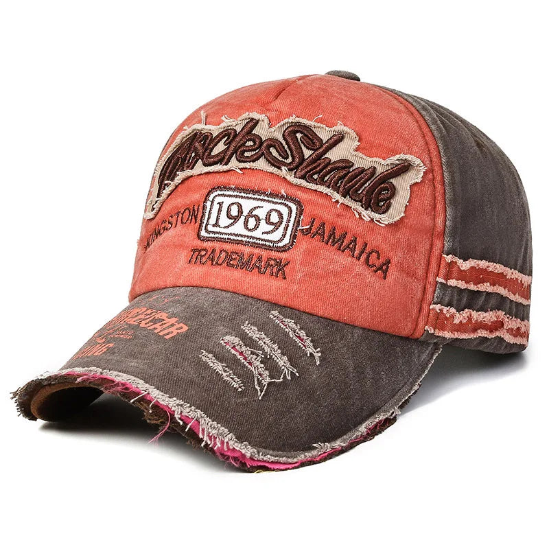 New Retro Old Caps For Men Embroidered Letter Baseball 1969 Edged Caps