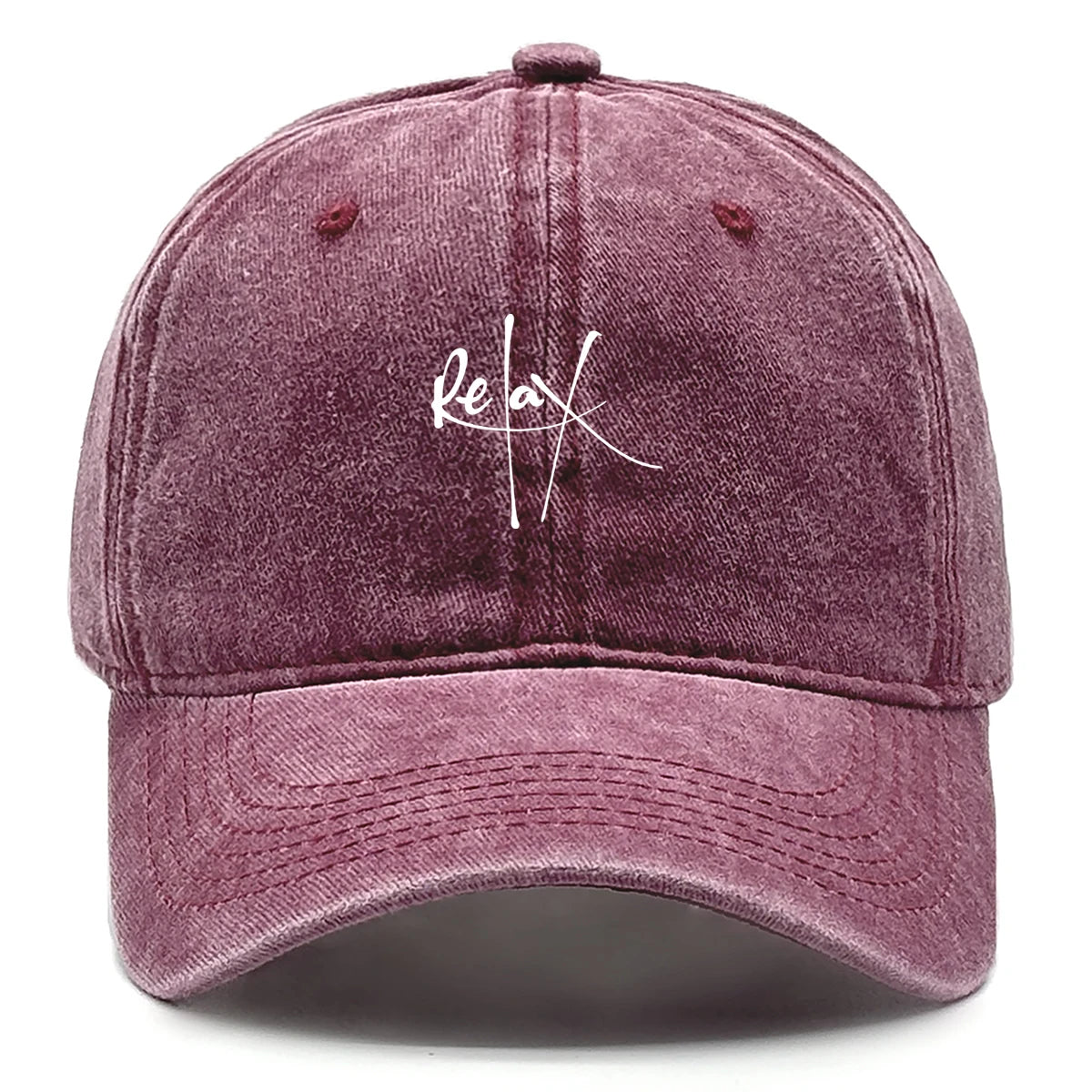 Washed Cotton Snapback Baseball Hat Artistic Text Relax Snapback Hat