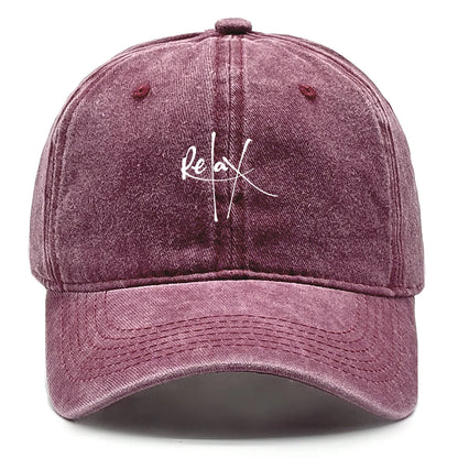 Washed Cotton Snapback Baseball Hat Artistic Text Relax Snapback Hat