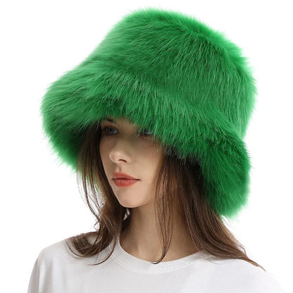 Hat Woman Winter Faux Fur Fisherman Hat Woman