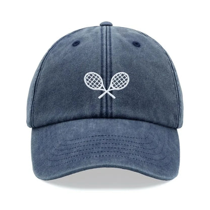 1pc Tennis Racquets Crossed Retro Washed Baseball Caps for Men