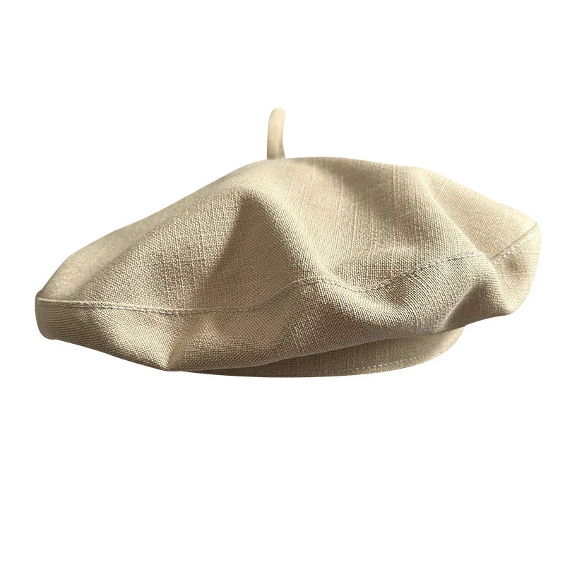Spring Summer Yellow Linen Beret Korean Style Literary Painter Cap