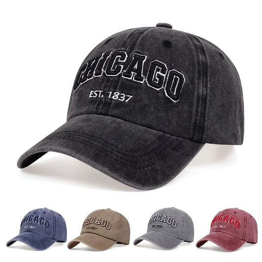 Letter Chicago Baseball Cap Men Women Spring Summer Cotton Unisex Baseball Cap