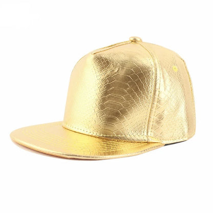 Solid Color Shiny Crocodile Leather Pattern Flat Edge Baseball Cap