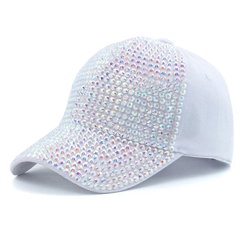 Women Diamond Inlay Cap Simple Plain Baseball Cap Female