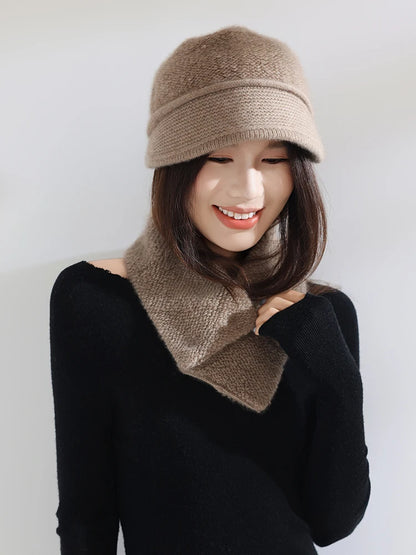 100% Pure Cashmere Visor Beanie Women Soft Brim Newsboy Cap