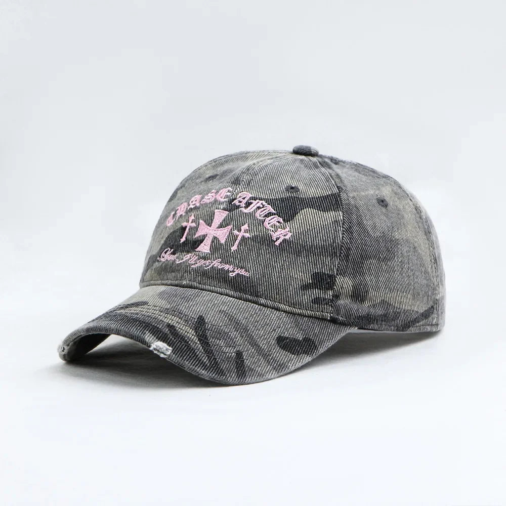Fashionable and Retro Cross-stitch Camouflage Baseball Cap