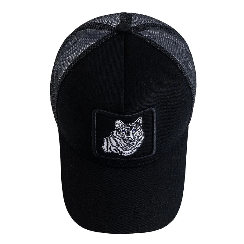 Unisex Baseball Cap Wolf Embroidery Patch Pattern Caps Men Women Summer