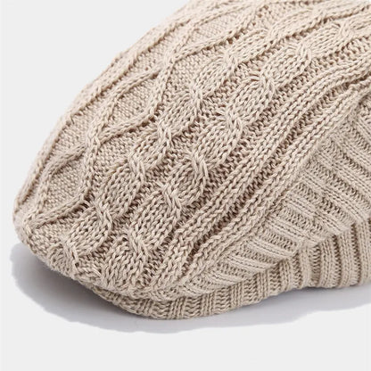Cotton Solid Warm Newsboy Caps Flat Peaked Cap