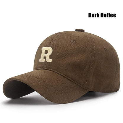 Unisex Korean Version Big Head Circumference Three-Dimensional R Letter Cotton Embroidered Baseball Cap