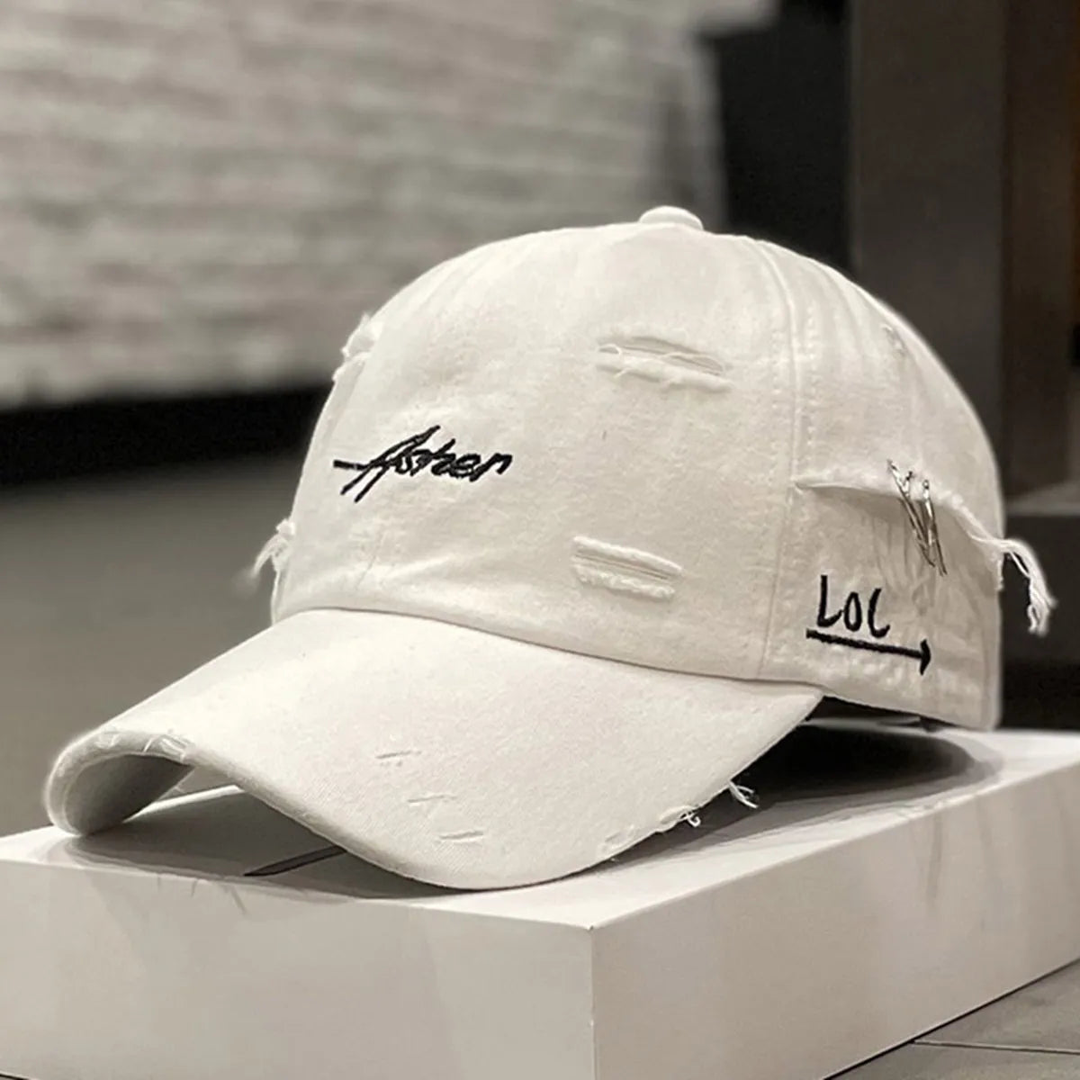 Unisex Asher Embroidered Perforated Iron Ring Baseball Caps Spring Autumn