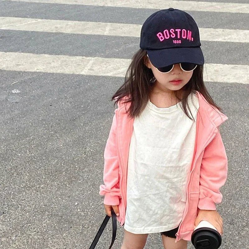 Solid Letter Kids Baseball Cap Embroidery Children Girls Boys Sun Hat