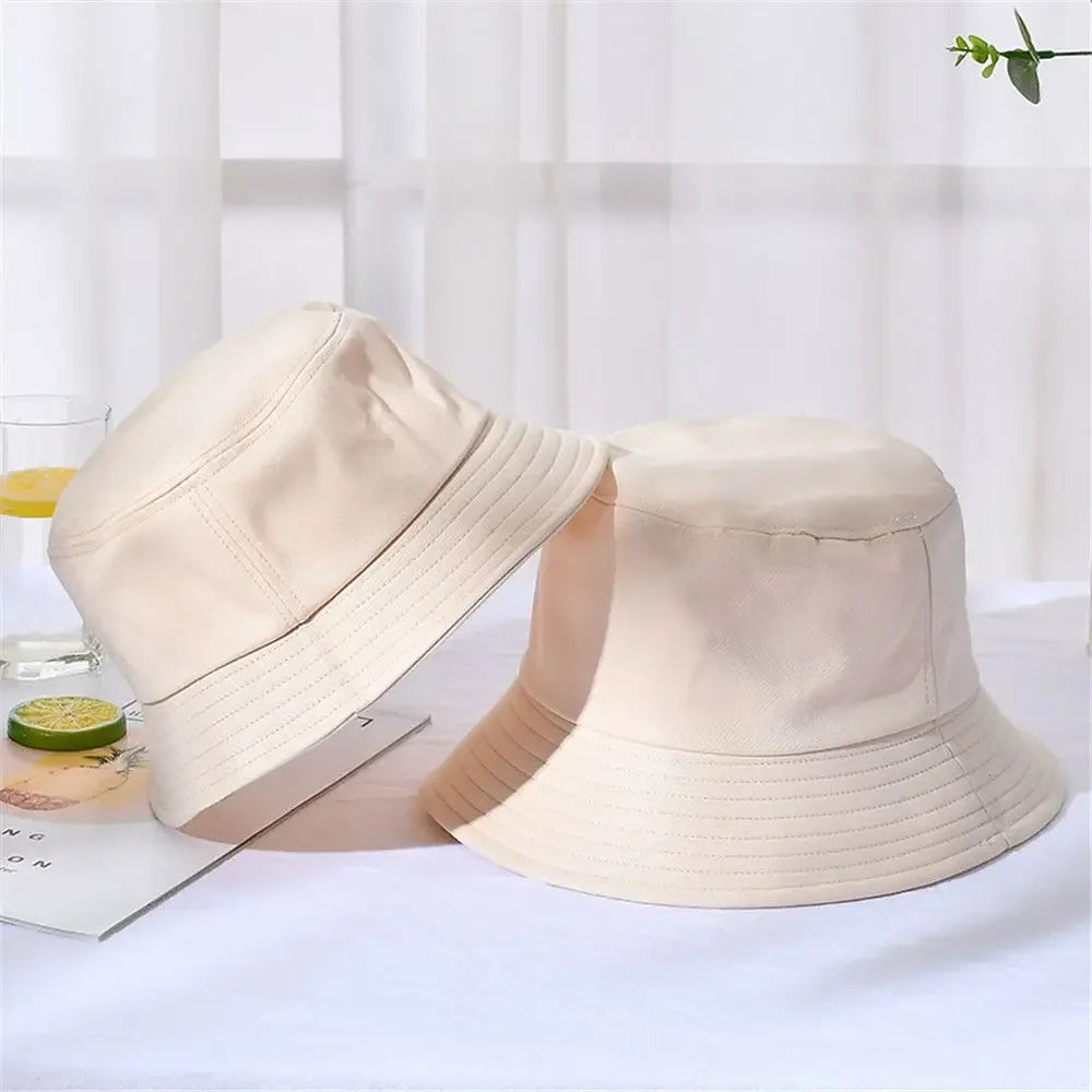 Foldable Bucket Hat Unisex Women Outdoor Sunscreen Hat Pure Color Fishing Hunting Cap