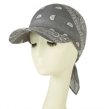 Fashion Wide Brim Baseball Caps Head Scarf Pre-Tied Breathable