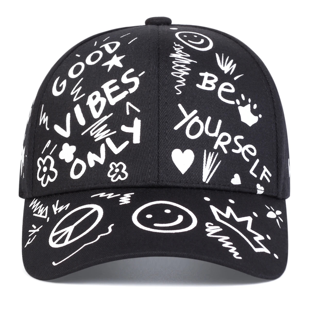 Unisex Smiling Face Graffiti Print Baseball Caps Spring Autumn