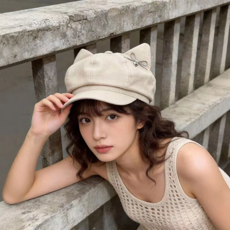 Women Cute Ear Octagonal Beret