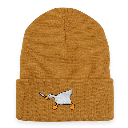 Big Goose Embroidered Knitted Hat For Winter And Winter Warmth