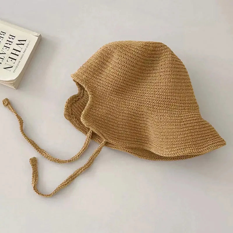 Summer Straw Sun Hat Women Japanese Cute Strap Cap