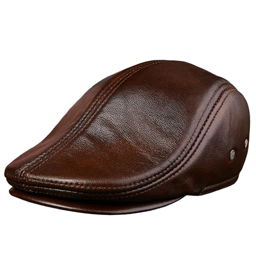 Genuine Leather Beret Hat For Men Warm Windproof Winter Cap