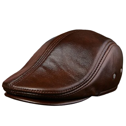 Genuine Leather Beret Hat For Men Warm Windproof Winter Cap