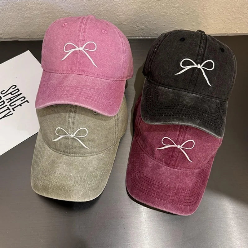 Sweet Bow Embroidery Baseball Cap For Women