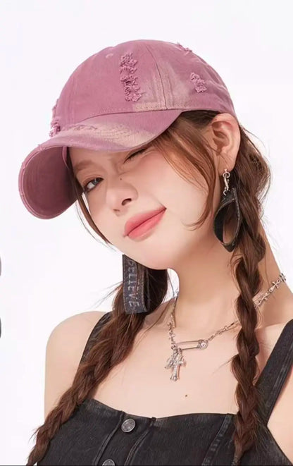 Baseball Cap For Women Men Unisex Dad Hat Broken Hole Washed Cap