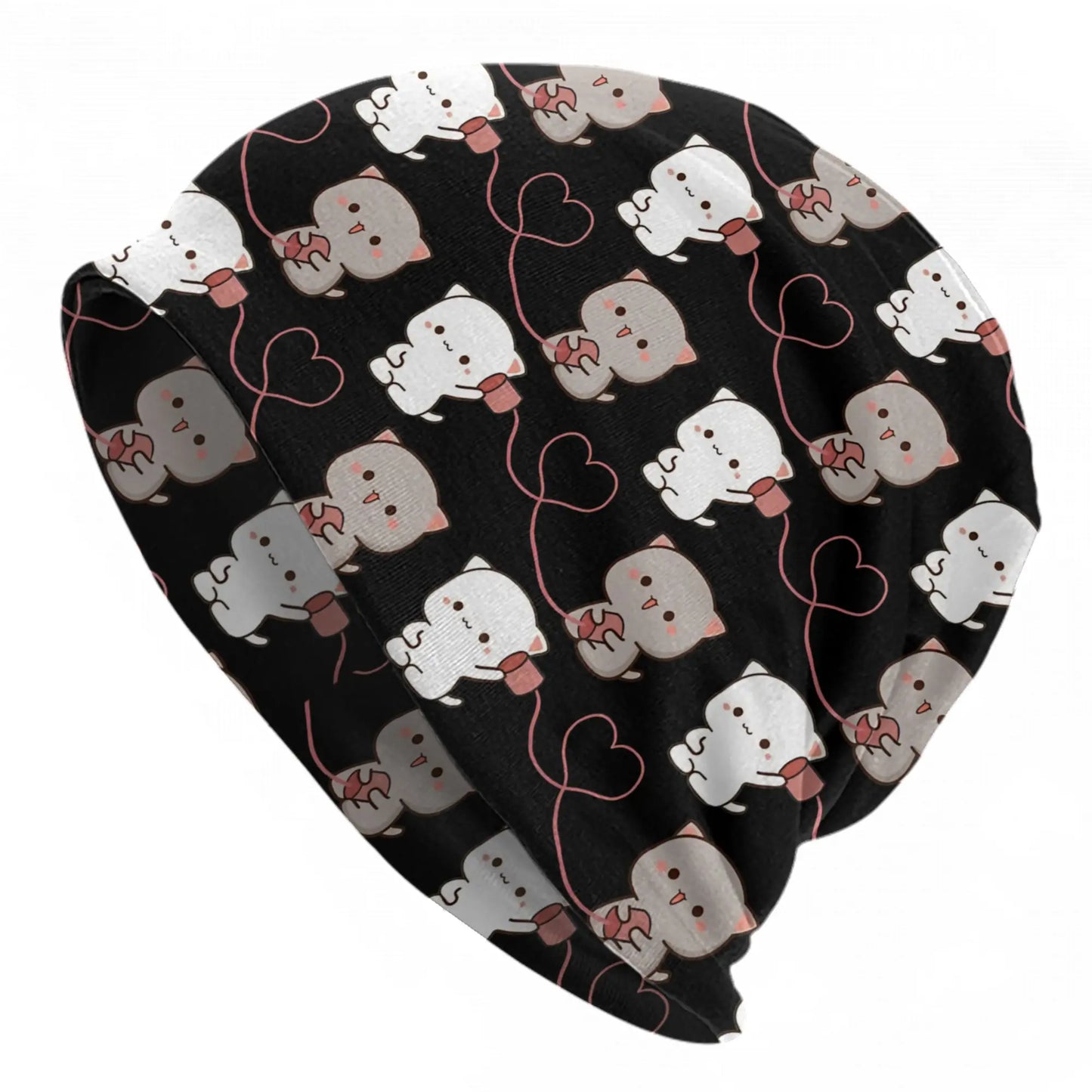 Kawaii Peach Cat Eating Strawberry Cake Caps Goma Mochi Men Women