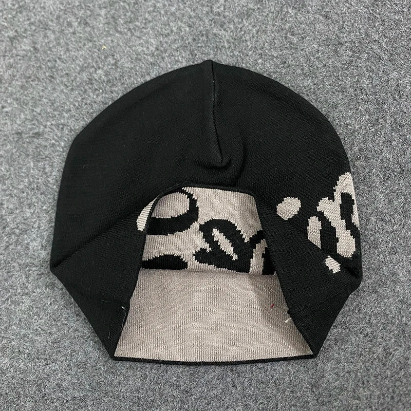 Spring Letter Pattern Knitted Hat  Hoodie Unisex Streetwear