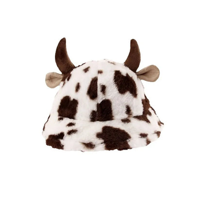 Women's Cow Print Horn Fisherman Hat