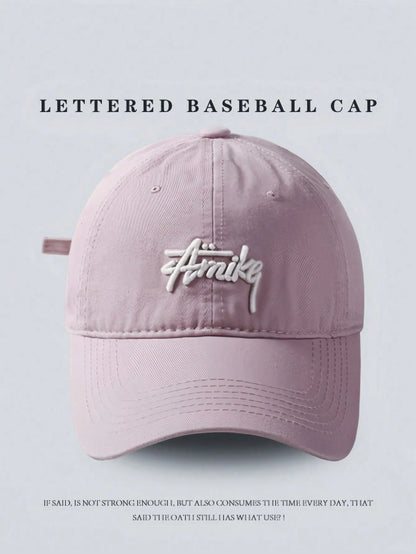 Retro Letter Embroidery Baseball Cap Monochrome Brim Hat Summer and Spring