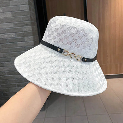 New Fashion Women Fisherman Hat Women's Large Eave Chain Mesh Breathable Sun Hat