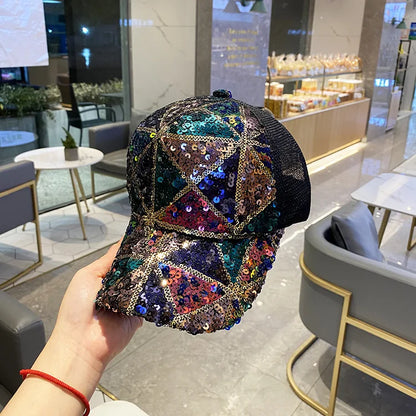 Colorful Sequin Breathable Mesh Baseball Cap