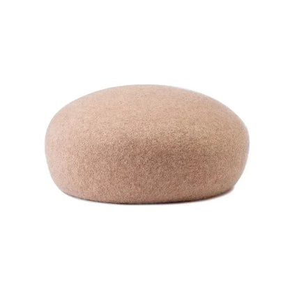 Women Wool Felt Berets Hat Vintage Hard Top Concave Top Fedoras Hats