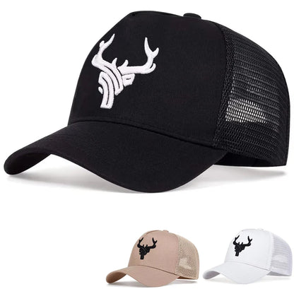 Unisex Antler Embroidered Baseball Cap Men Women Summer