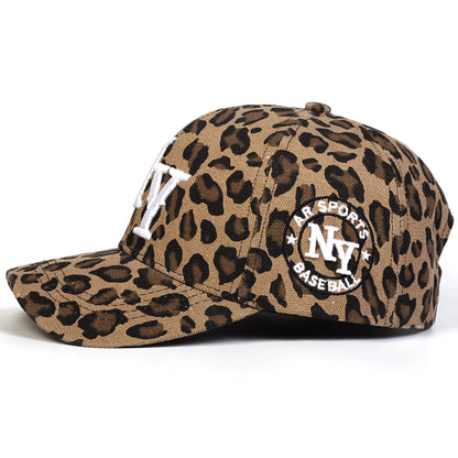 Unisex Letter Embroidery Leopard Print Baseball Caps Spring and Autumn