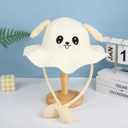 Sunscreen Rabbit Ear Sunshade Straw Hat UPF50+