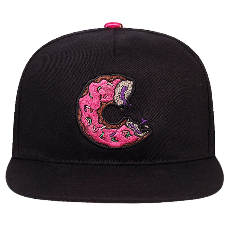 Unisex Doughnut Embroidery Hip-Hop Hats Outdoor Adjustable