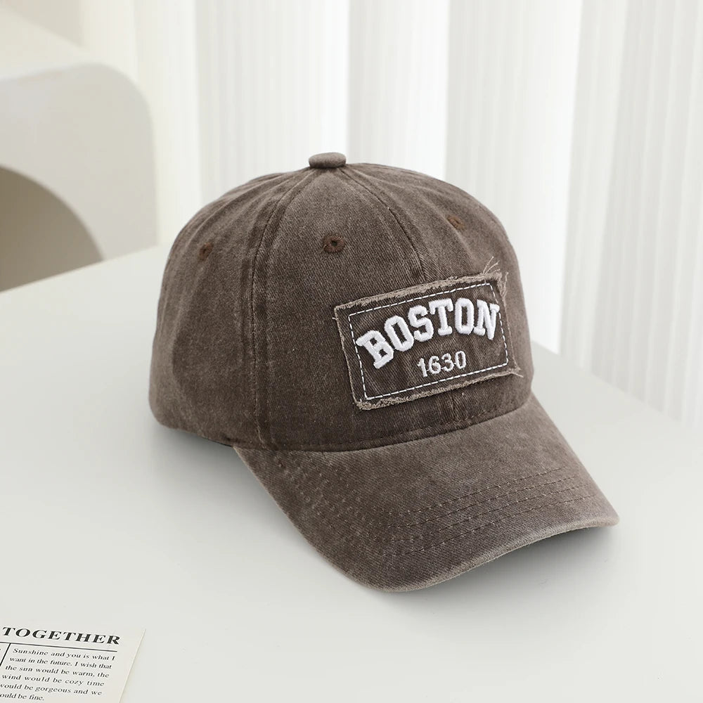 Solid Color Patch Edge Embroidered Three Dimensional Letter BUSTON Baseball Cap With Soft Top Hat