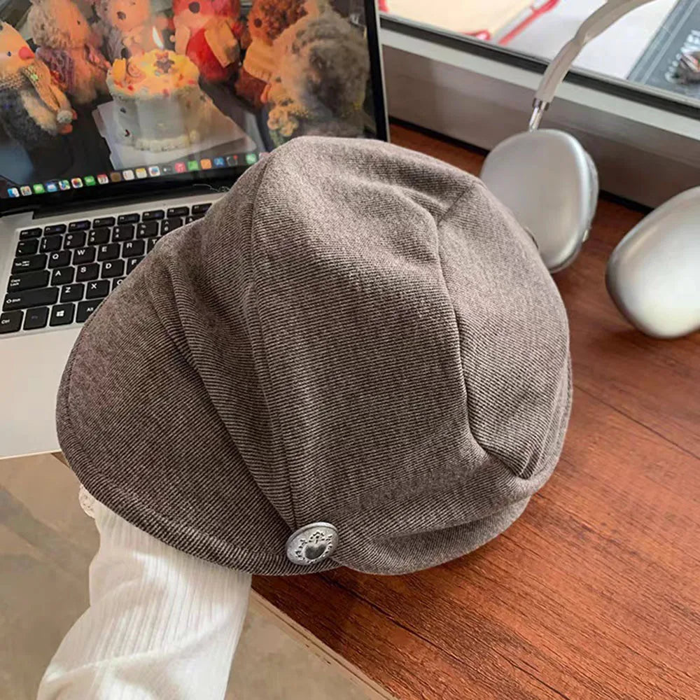 Solid Color Elegant Artist Beret For Women Autumn Winter Warm Cold