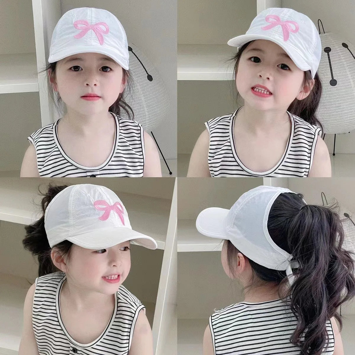 Kids Summer Hat Breathable Mesh Baseball Cap Adjustable Ponytail Sun Hat For Baby