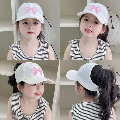 Kids Summer Hat Breathable Mesh Baseball Cap Adjustable Ponytail Sun Hat For Baby