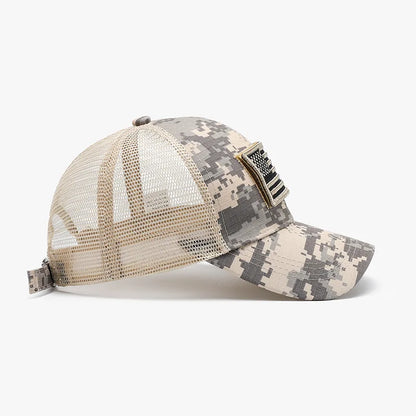 Camouflage Adjustable Breathable Sticker Embroidery Baseball Cap Mesh Hat Outdoor Sunscreen Cap ﻿
