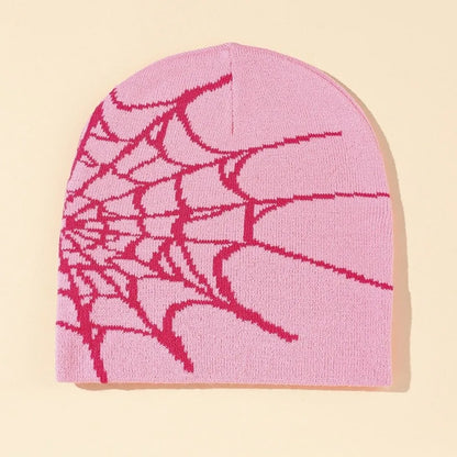Y2K Soft Spider Web Pattern Beanie Caps