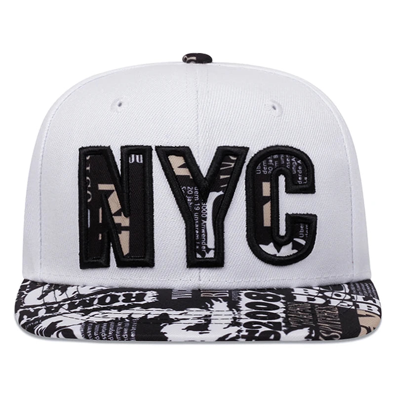 Fashion Hip Hop Hat NYC Graffiti Embroidery Street Skateboarding Hat Daily Leisure Sunshade Baseball Hat Flat Edge Hat