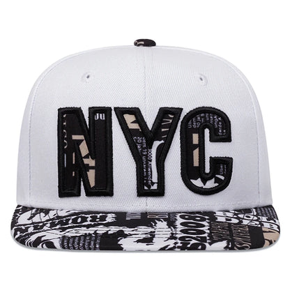 Fashion Hip Hop Hat NYC Graffiti Embroidery Street Skateboarding Hat Daily Leisure Sunshade Baseball Hat Flat Edge Hat