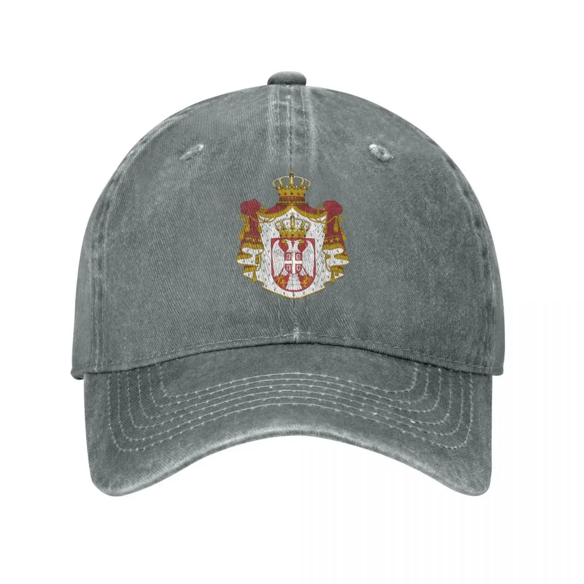Men Baseball Cap Serbia Emblem Charcoal Washed Denim