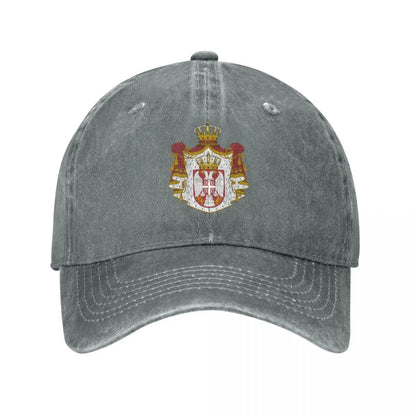 Men Baseball Cap Serbia Emblem Charcoal Washed Denim